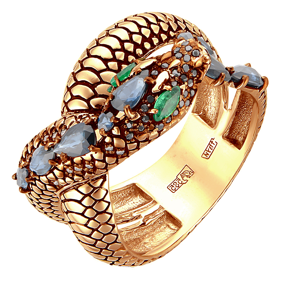 Кольцо, золото, микс драгоценных камней, 3011600
